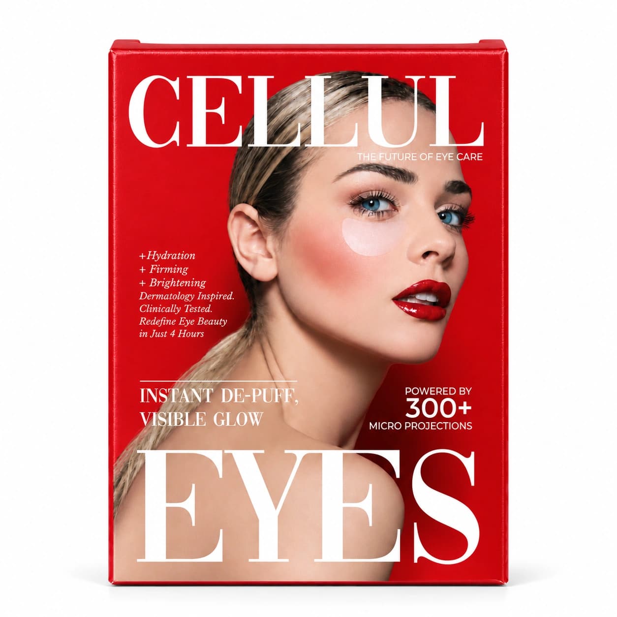 CELLUL EYES box front on white — studio image