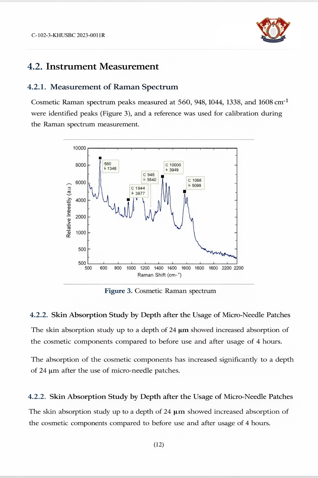 Third source page from the microneedle skin permeability evaluation report