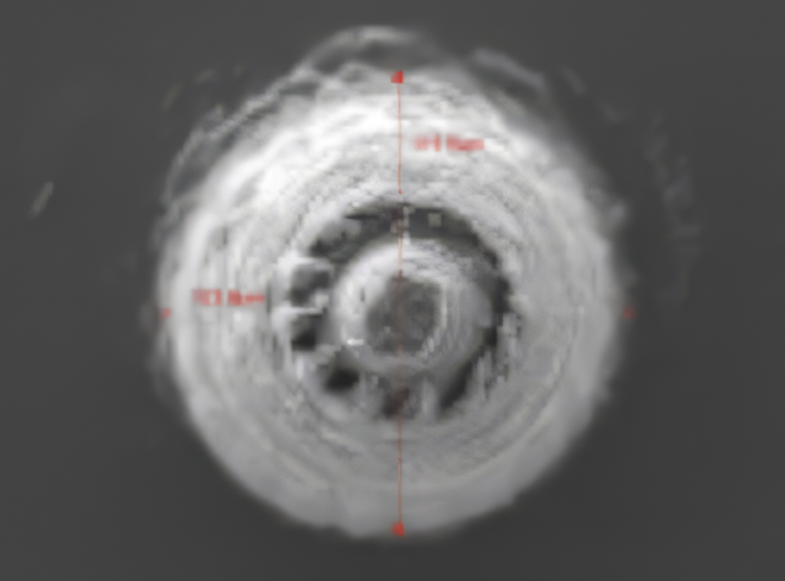Magnified microscope image of the tip and surface texture of a micro-needle structure